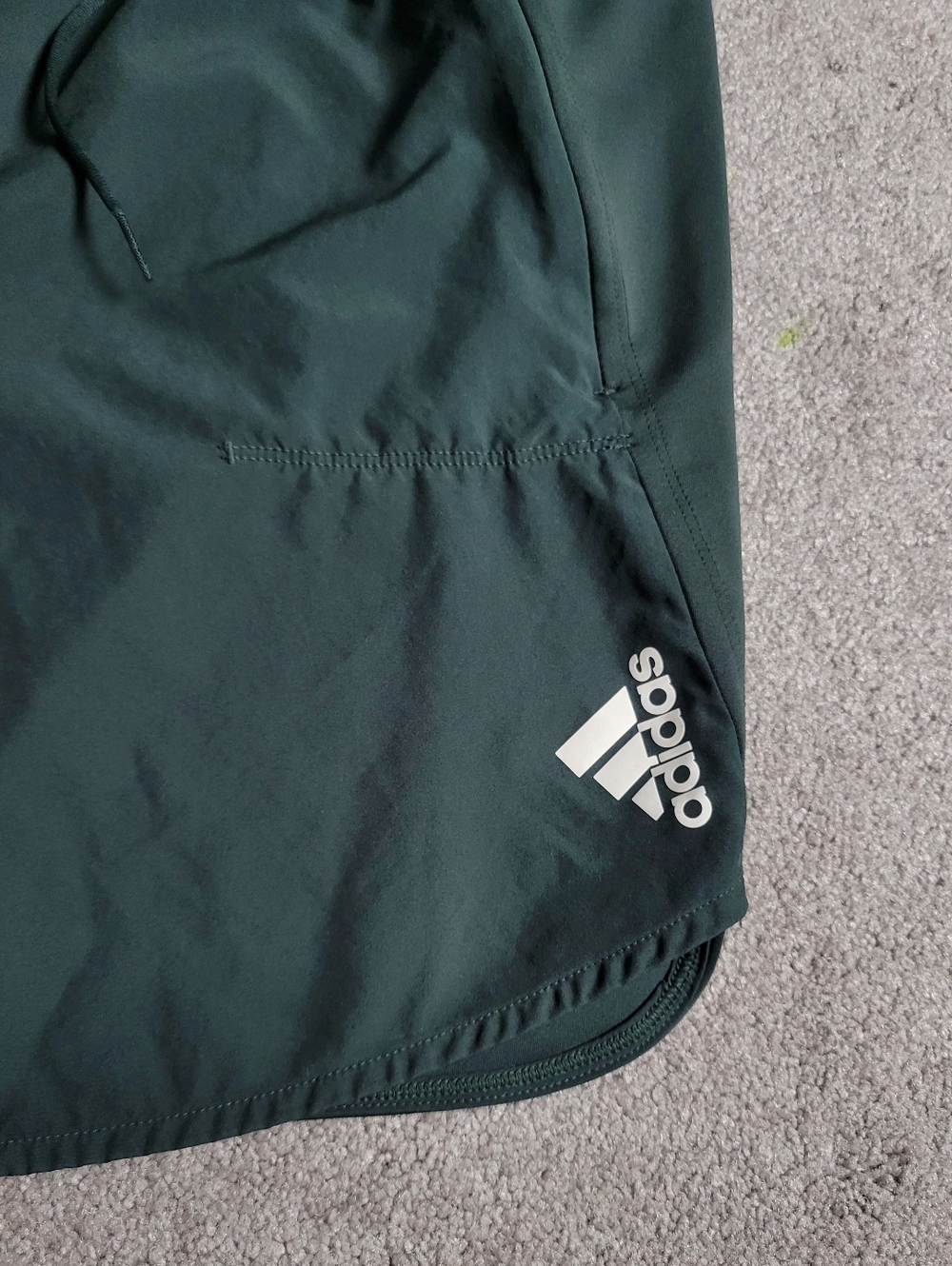 adidas Men’s Green Running Shorts with Yellow Waistband - Picture 3 of 10